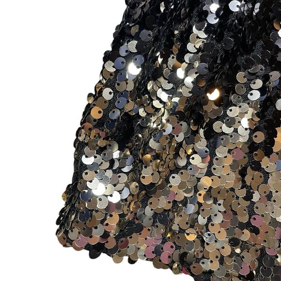 SOCIAL COUTURE Strapless Black and Gold Sequin Dress Size Large - Picture 3 of 9
